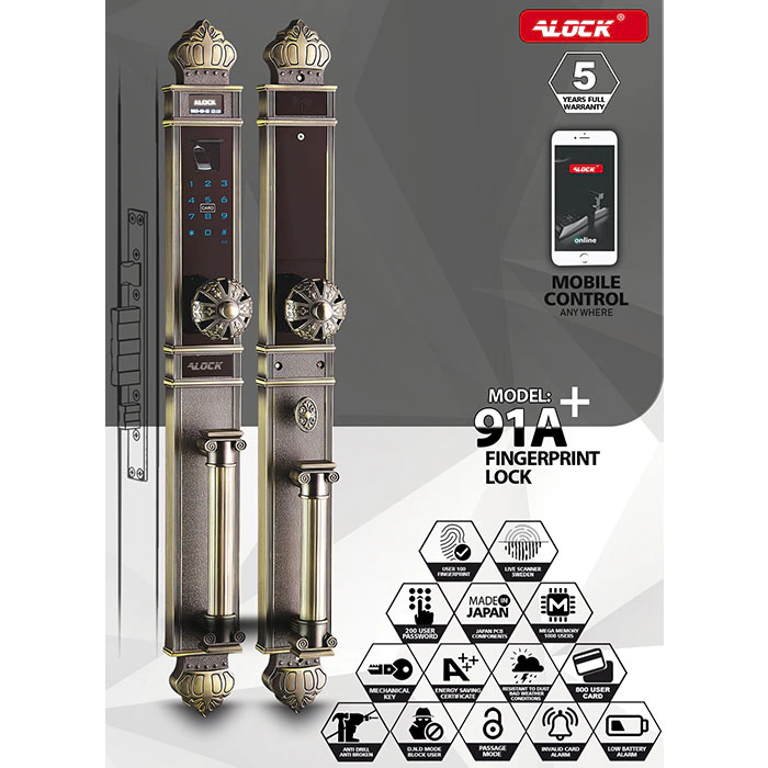 قفل اثر انگشتی دیجیتال ALOCK مدل +91A 7 قفل اثر انگشتی دیجیتال ALOCK مدل +91A